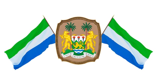 Foto antecedentes para editores e designers ilustração 3d de feriado nacional bandeira e o brasão de armas de sierraleone