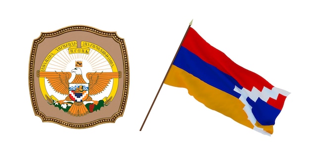 Antecedentes para editores e designers Ilustração 3D do feriado nacional Bandeira e o brasão de armas de Artsakh