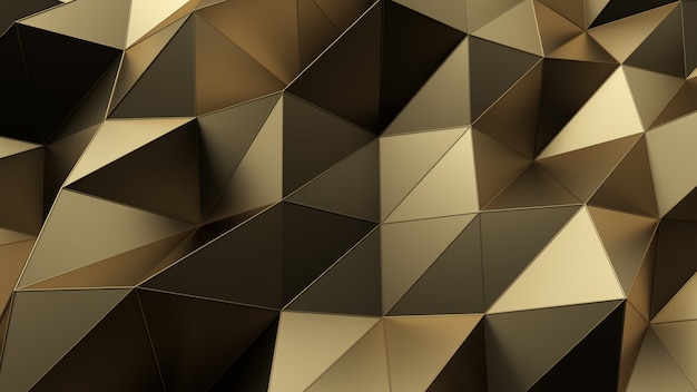 Antecedentes de la superficie geométrica de oro. Animación en bucle generada por computadora. Fondo moderno con forma poligonal. Diseño de movimiento de ilustración 3d para cartel, portada, marca, banner.