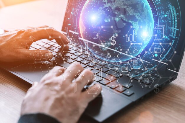 Antecedentes de la tecnología de Big Data Usando una computadora portátil en el contexto de la visualización de una red de computadoras de Internet, análisis de información de conexión social