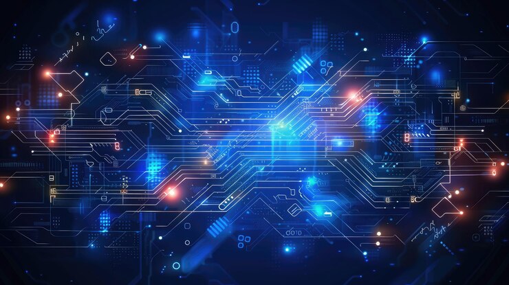 Antecedentes de la tecnología de circuitos electrónicos futuristas abstractos
