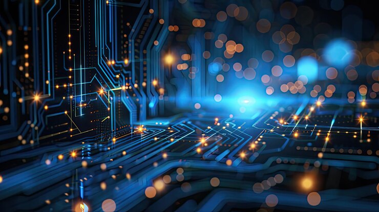 Antecedentes de la tecnología de circuitos electrónicos futuristas abstractos