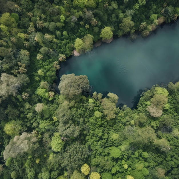 Antena de floresta tropical decídua verde acima tiro grande angular AI gerado