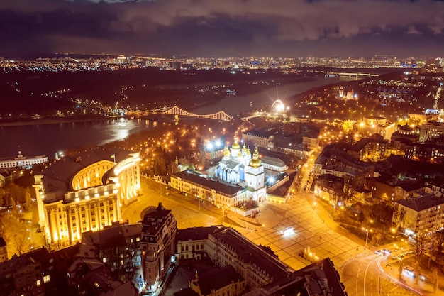 Antenne Nachtansicht Nacht Kiew