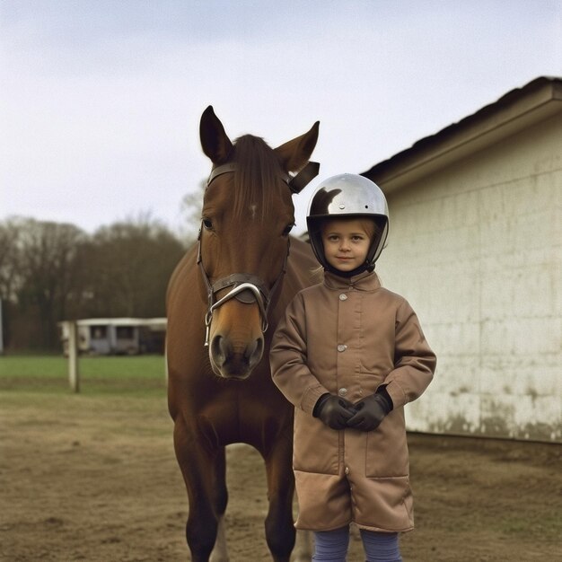 Antes de andar en bicicleta, una niña usa un casco y una chaqueta protectora IA generativa