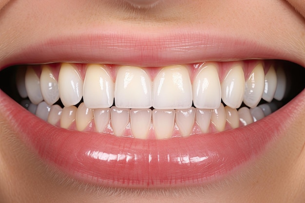 Foto antes y después del tratamiento de incrustación de cerámica dental, fotografías en primer plano de los dientes en la facultad de odontología