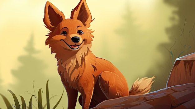 Anthropomorphe Dhole Karikatur