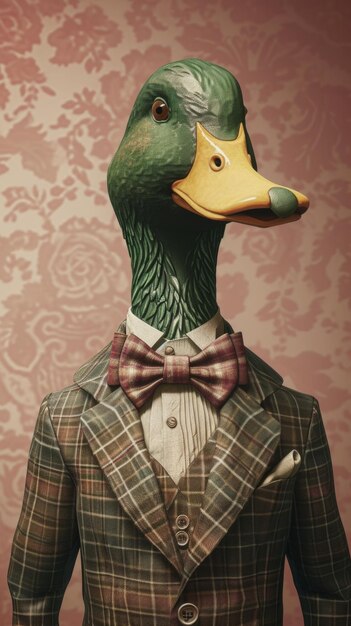 Anthropomorphe Ente in einem Anzug