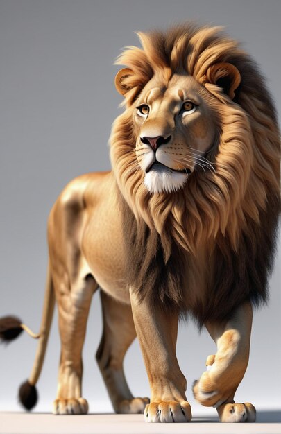 Anthropomorphe Löwenfigur, isoliert auf dem Hintergrund