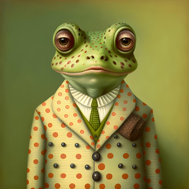 Anthropomorpher Frosch im Polkadot-Anzug