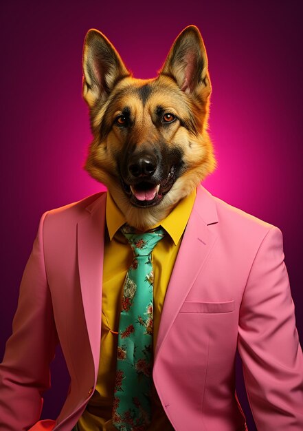 Foto anthropomorpher hund in einem eleganten anzug