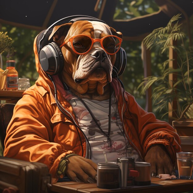 Anthropomorphic_Boxer_escucha_musica_chilling_bbq_go