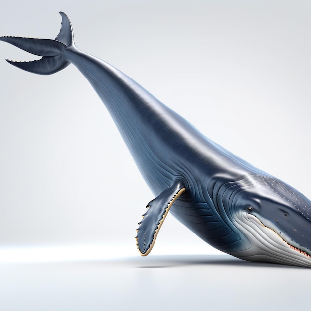 Anthropomorphischer Blauwal-Charakter isoliert auf dem Hintergrund