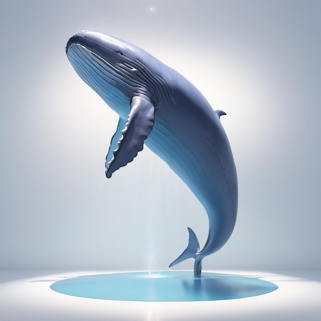 Anthropomorphischer Blauwal-Charakter isoliert auf dem Hintergrund