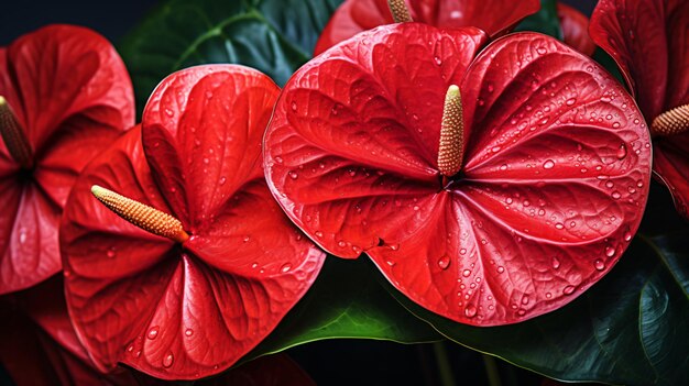 Foto anthurium flores vermelhas tropicais foto macro