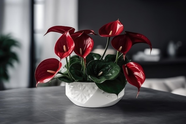 Anthurium con IA generativa de corazón