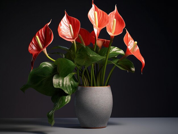 Anthurium Studioaufnahme isoliert auf klarem Hintergrund, generative KI