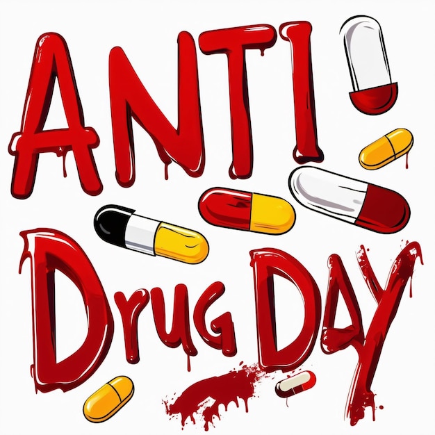 Foto anti drug day sign say no to drugs