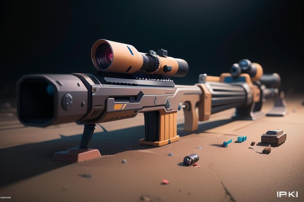 Anti material rifle sniper arma barrett equipamento do exército equipamento  de ataque rifle arma de renderização 3d