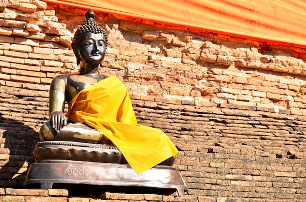 Foto antiga, buddha, estátua, em, templo, em, ayutthaya