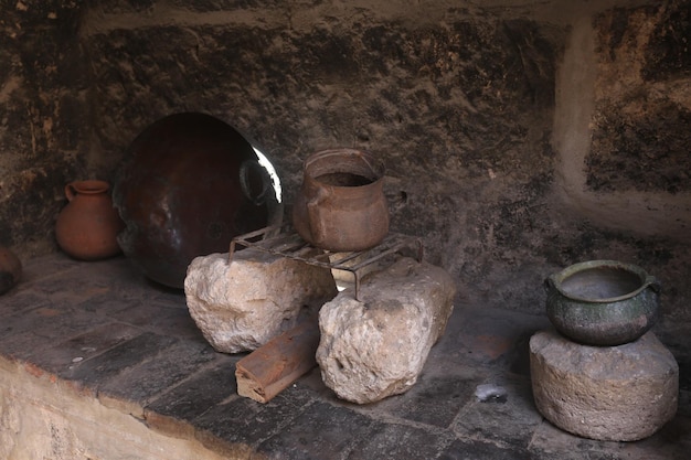 Antiga cozinha e utensílios do convento de Santa Catalina em Arequipa, Peru.