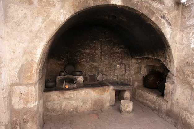 Antiga cozinha e utensílios do convento de Santa Catalina em Arequipa, Peru.