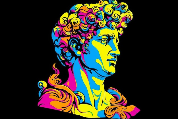 Antiga estátua de homem imagem colorida Bela imagem de ilustração Generative AI