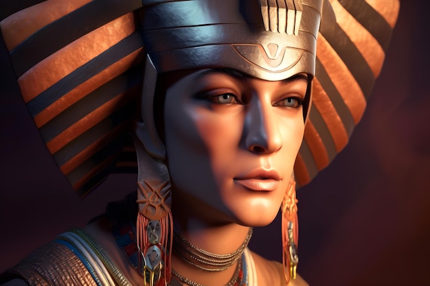 Antiga estátua do faraó egípcio Rede neural gerada por IA