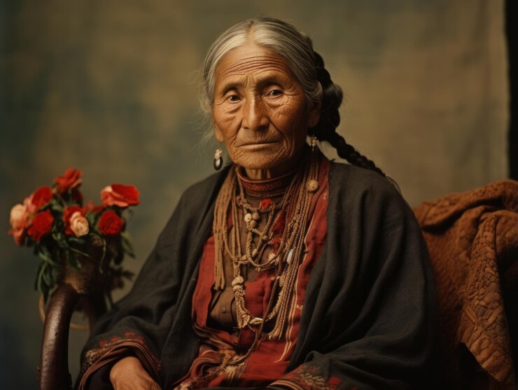 Foto antiga fotografia colorida de uma mulher mexicana do início do século xx