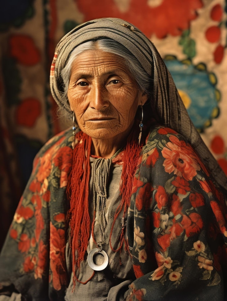 Foto antiga fotografia colorida de uma mulher mexicana do início do século xx