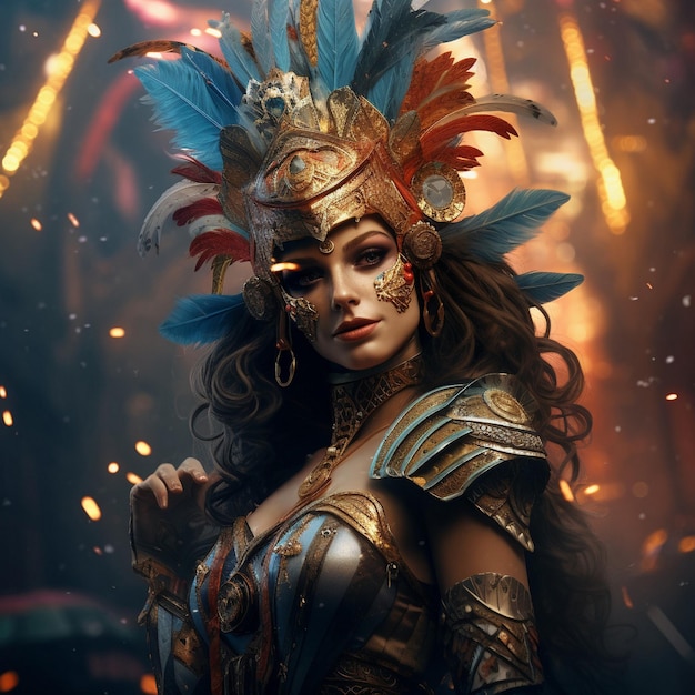 antiga guerreira mulher celebração carnaval AI gerado