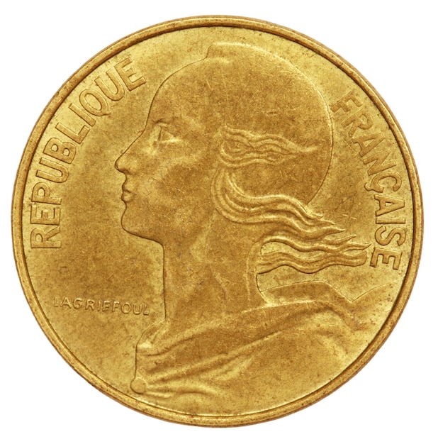 Foto antiga moeda de 10 cêntimos da frança de 1985