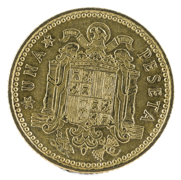 Foto antiga moeda espanhola da peseta, francisco franco.