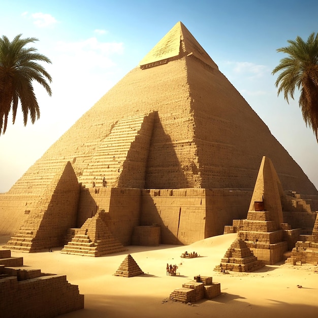 antiga pirâmide do Egito com uma árvore