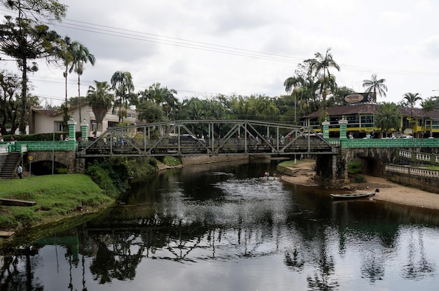 Foto antiga ponte armada em metal e concreto em morretes no brasil