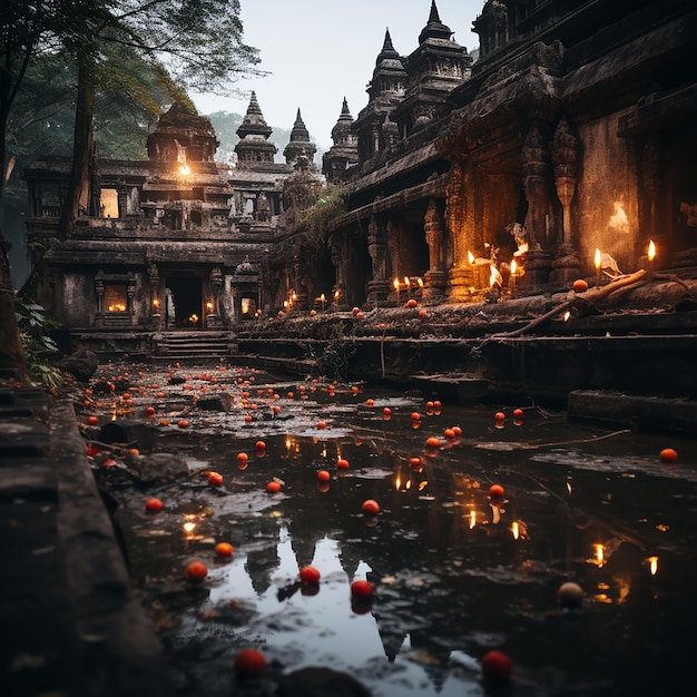 Antiga Serenidade Vista estilizada de um antigo templo do Sri Lanka