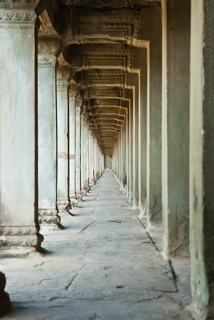 Antigo, corredor, angkor, wat, cambodia