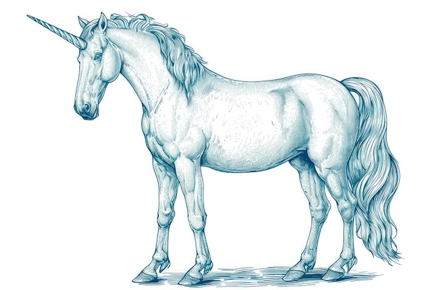 Antigo desenho de um animal de unicórnio