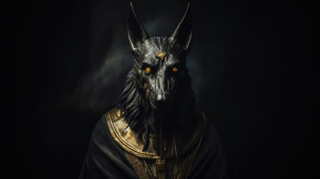 Antigo deus egípcio da morte e do mundo dos mortos o terrível Anubis personagem de fantasia do Egito Generative Ai