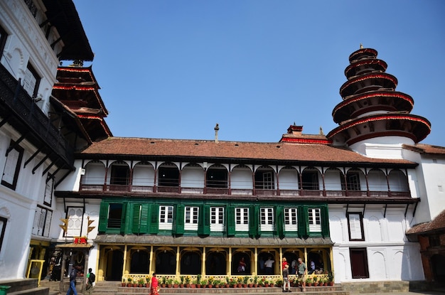 Antigo edifício de arquitetura nepalesa e antigas ruínas antigas nepalesas Nasal Chok Hanuman Dhoka Royal Palace em Basantapur Katmandu para viajantes viajam visita em 23 de outubro de 2013 em Kathmandu Nepal