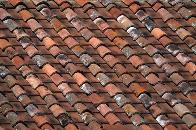 Antigo fundo de telhado de azulejos