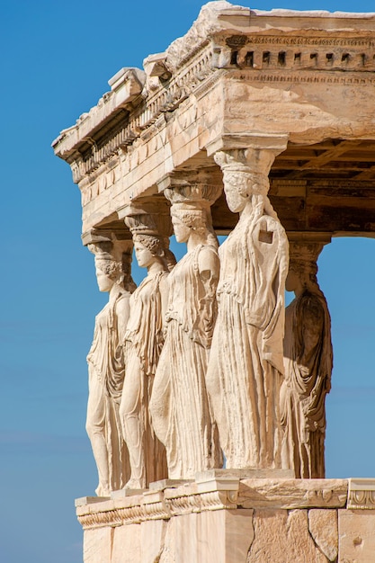 Antigo templo da Acrópole Erechtheion na arquitetura da arquitetura antiga de Atenas