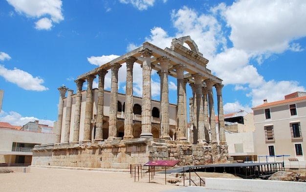 Antigo templo romano de Diana em Mérida, Badajoz, Espanha