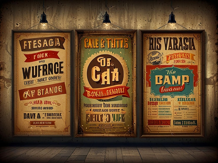Foto antigos cartazes e sinais de fundo vintage e retrô