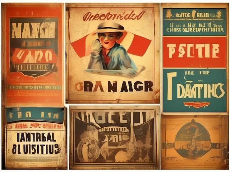Foto antigos cartazes e sinais de fundo vintage e retrô