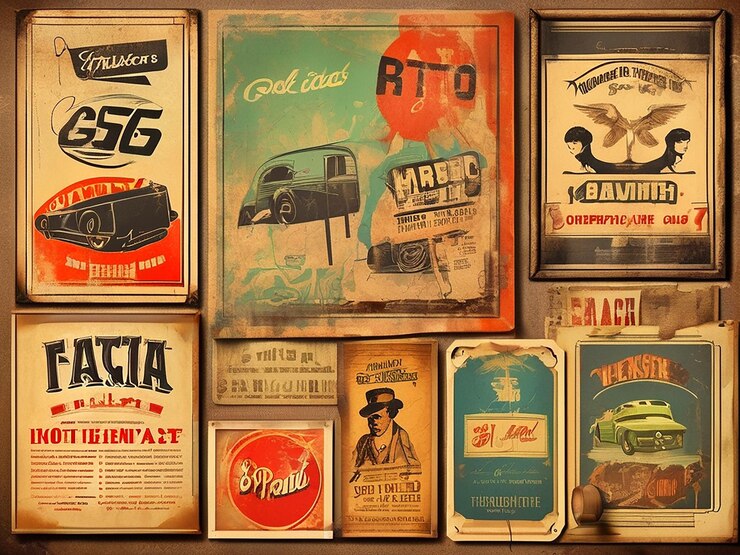 Foto antigos cartazes e sinais de fundo vintage e retrô