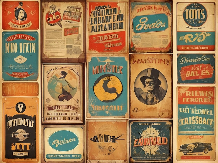 Foto antigos cartazes e sinais de fundo vintage e retrô