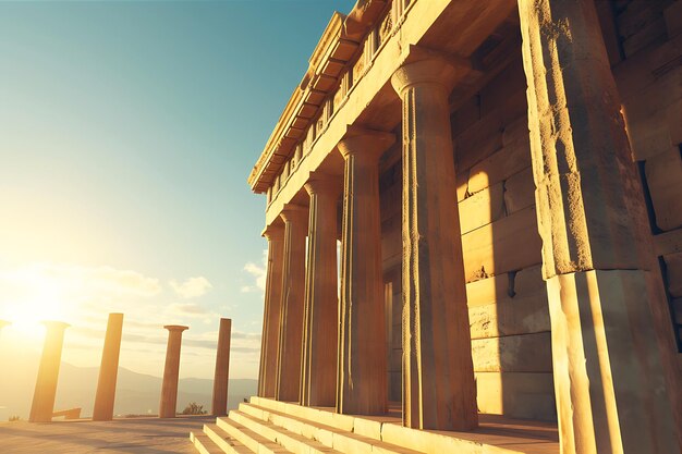 Foto la antigua acrópolis capturada con columnas