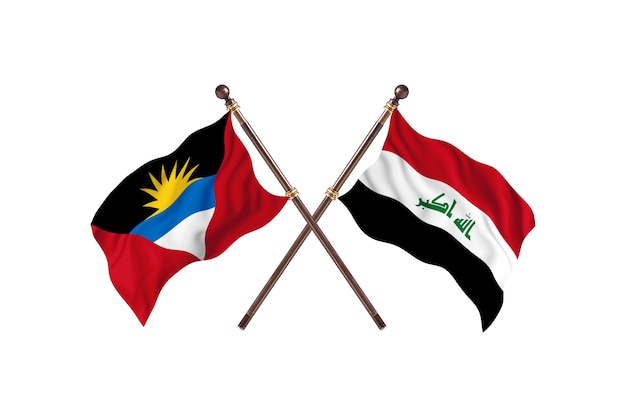 Antigua y Barbuda contra el fondo de banderas de dos países de Irak