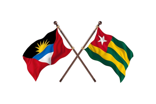 Antigua y Barbuda contra el fondo de banderas de dos países de Togo